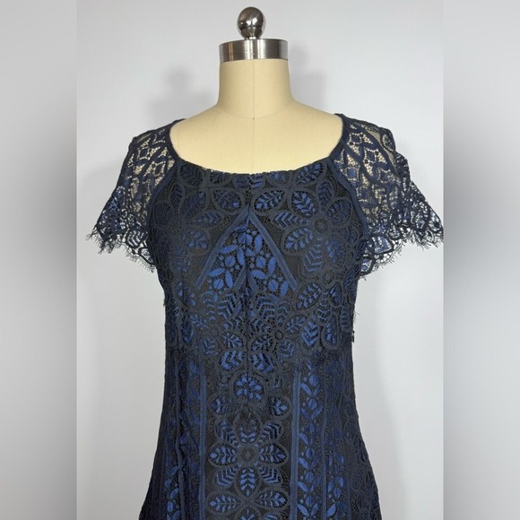 New!‎ For Love & Lemons Lyla Midnight Blue Lace Mini Dress Cut Out Back Medium - Picture 8 of 12